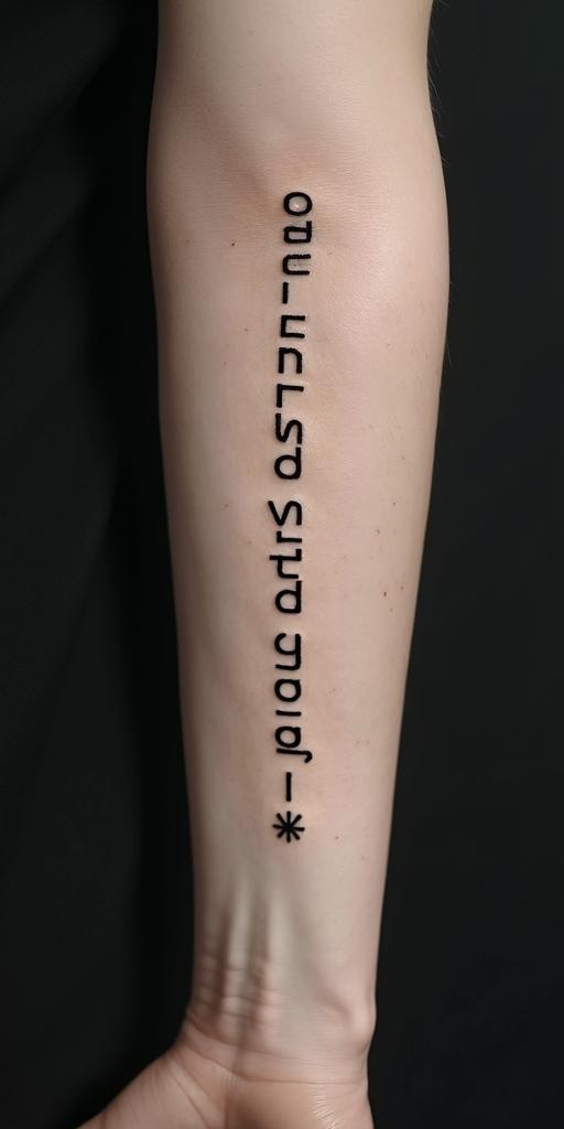 Everything for Not Studyingminimalist text-based tattoo, Monospace font ultra-realistic, perfectly placed, high-quality font design, photo-realistic shading, 8k, high quality, finely detailed typograph - Variation 3