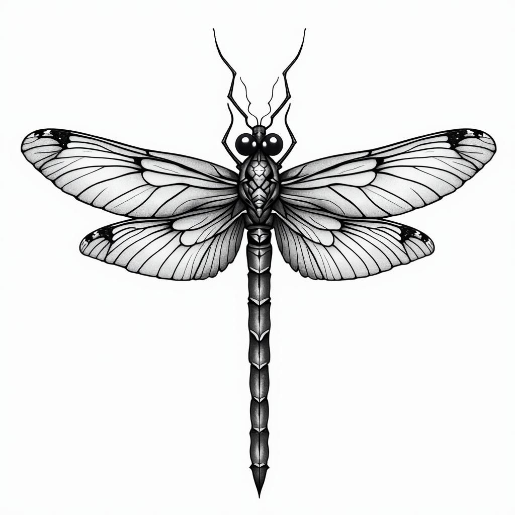 Buddah flowers dragonflyin ornamental tattoo style, featuring intricate symmetrical patterns and floral designs, showcasing highly detailed line work and geometric shapes, creating a sense of elegance and balance - Variation 1
