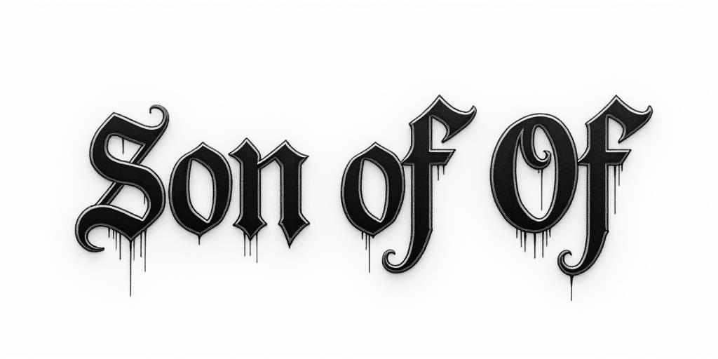Son Of Odintext-based tattoo, gothic font ultra-realistic, perfectly placed, high-quality font design, photo-realistic shading, 8k, high quality, finely detailed typography - Variation 14