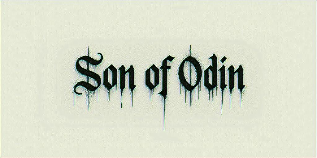 Son Of Odintext-based tattoo, gothic font ultra-realistic, perfectly placed, high-quality font design, photo-realistic shading, 8k, high quality, finely detailed typography - Variation 13