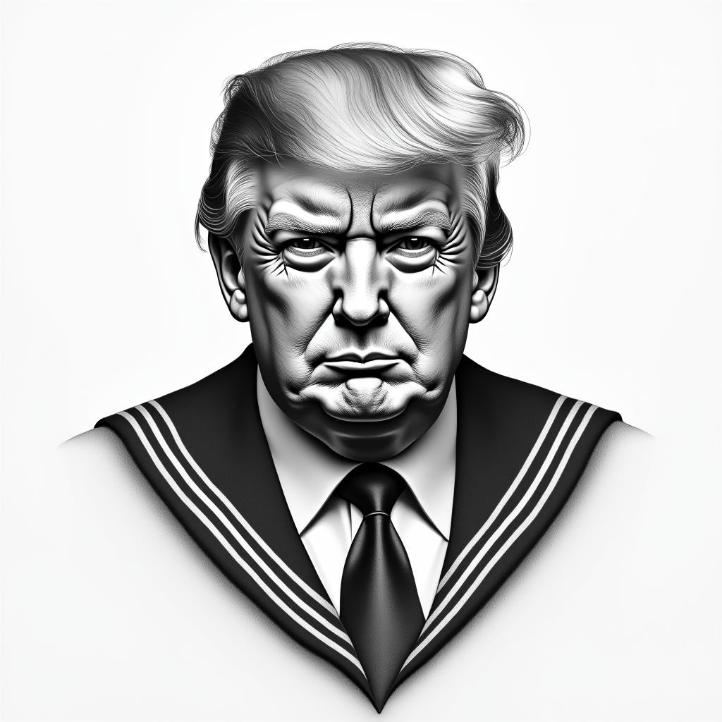 Sailor jerries style tattoo of Donald trumphigly detailed tattoo - Variation 5