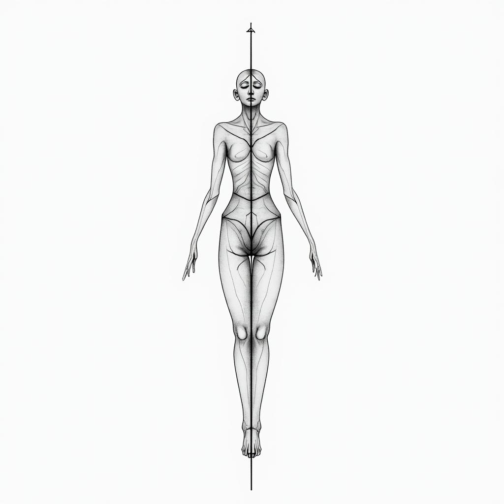 ANGELINE,Cancerin minimalist style tattoo, featuring simple shapes and fine lines, with minimal shading and details, tiny triangles, creating a sense of balance and harmony - Variation 1