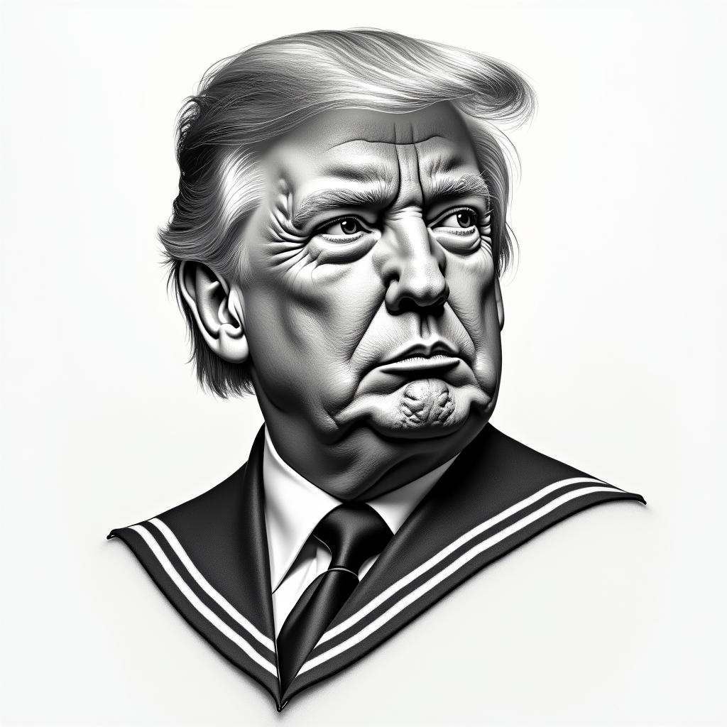 Sailor jerries style tattoo of Donald trumphigly detailed tattoo - Variation 3