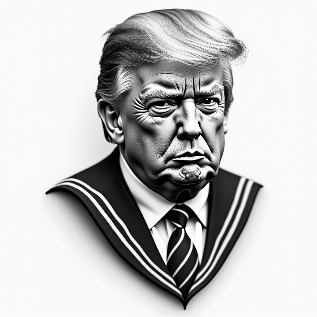 Sailor jerries style tattoo of Donald trumphigly detailed tattoo - Variation 2
