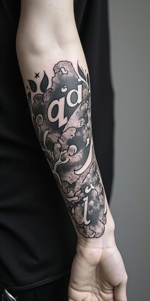 All for not studyingin graffiti style tattoo, featuring bold and dynamic street art elements, spray-paint texture with exaggerated lines and expressive, chaotic brushstrokes, intricate lettering incorporated with graffiti tags, symbols like hearts, stars, and wings