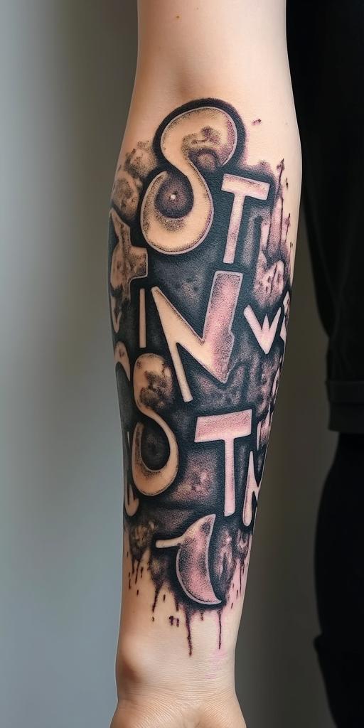 All for not studyingin graffiti style tattoo, featuring bold and dynamic street art elements, spray-paint texture with exaggerated lines and expressive, chaotic brushstrokes, intricate lettering incorporated with graffiti tags, symbols like hearts, stars, and wings - Variation 2