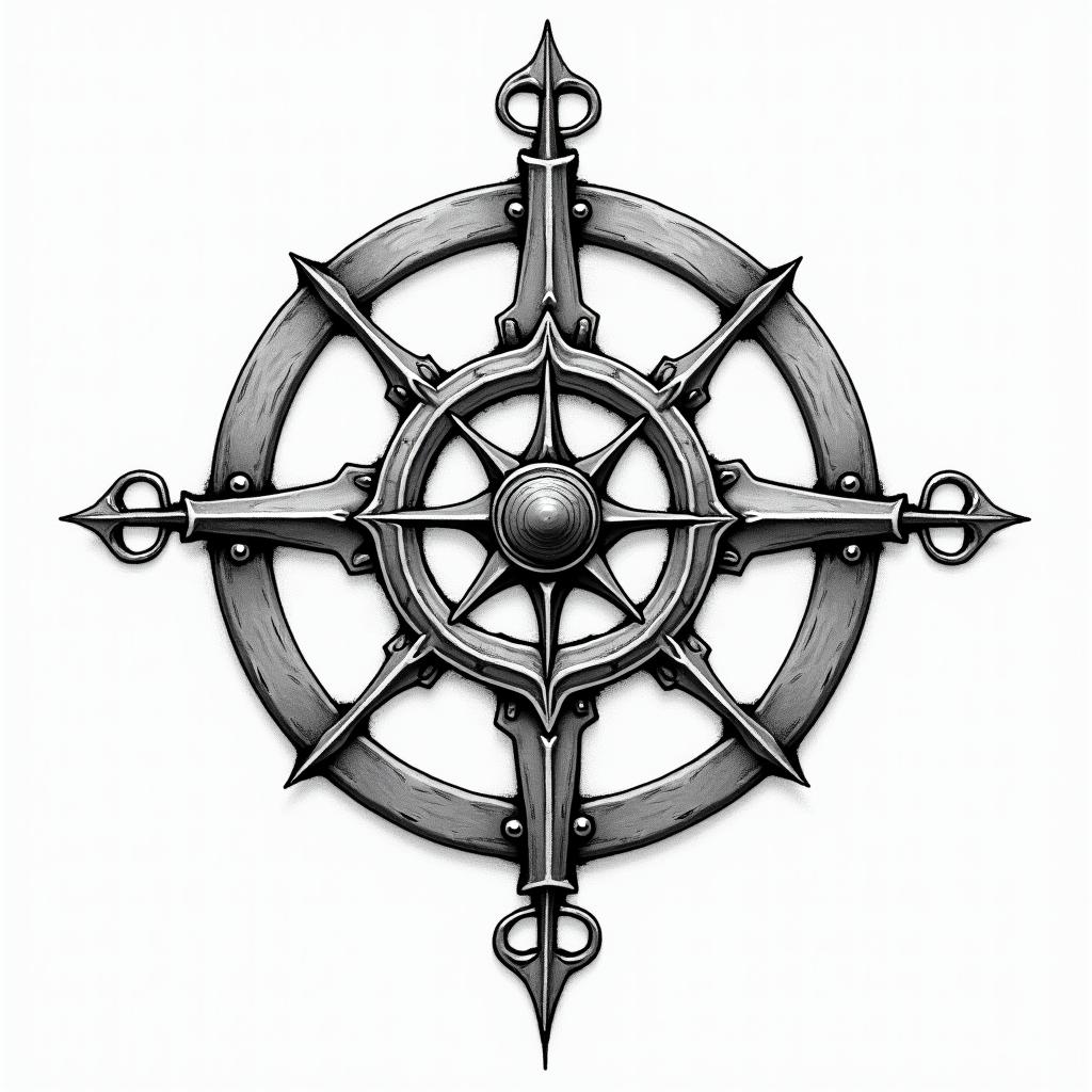 Compassin authentic tattoo style, incorporating traditional modifications, bold black outlines, solid color fills, featuring classic authentic elements - Variation 4