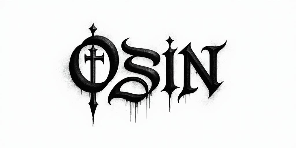 Son Of Odintext-based tattoo, gothic font ultra-realistic, perfectly placed, high-quality font design, photo-realistic shading, 8k, high quality, finely detailed typography - Variation 10