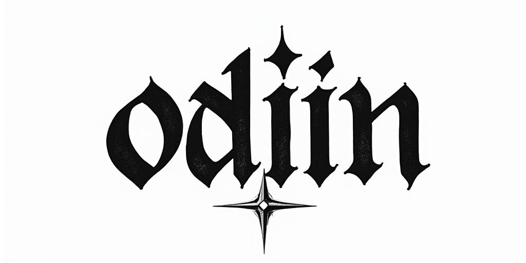 Son Of Odintext-based tattoo, gothic font ultra-realistic, perfectly placed, high-quality font design, photo-realistic shading, 8k, high quality, finely detailed typography - Variation 9