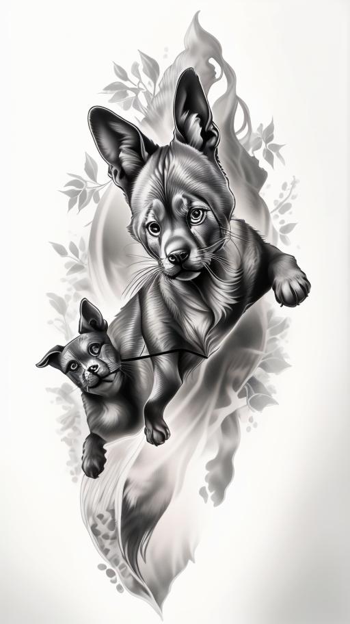 A highly detailed and lifelike composition, tattoo art, realism style, ultra-high resolution, smooth gradients and intricate textures, monochromatic black-and-gray tones, diffused soft lighting for natural depth.undefined - Variation 206