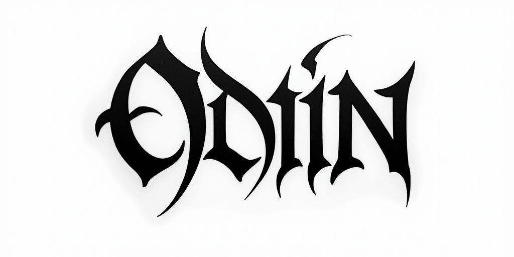 Son Of Odintext-based tattoo, gothic font ultra-realistic, perfectly placed, high-quality font design, photo-realistic shading, 8k, high quality, finely detailed typography - Variation 5