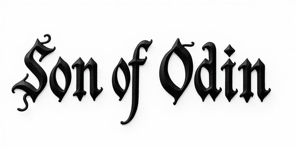 Son Of Odintext-based tattoo, gothic font ultra-realistic, perfectly placed, high-quality font design, photo-realistic shading, 8k, high quality, finely detailed typography - Variation 6