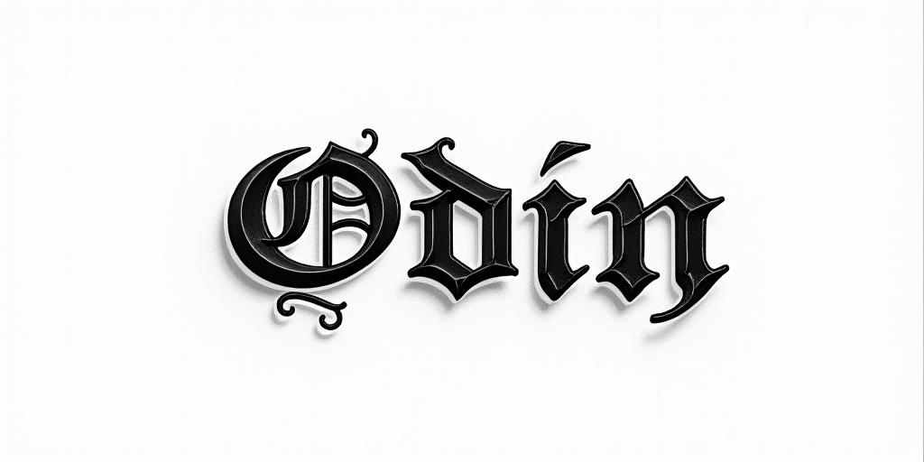 Son Of Odintext-based tattoo, gothic font ultra-realistic, perfectly placed, high-quality font design, photo-realistic shading, 8k, high quality, finely detailed typography - Variation 3