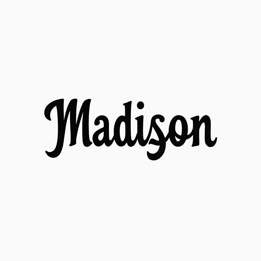 Madisonminimalist text-based tattoo, Monospace font ultra-realistic, perfectly placed, high-quality font design, photo-realistic shading, 8k, high quality, finely detailed typograph - Variation 2
