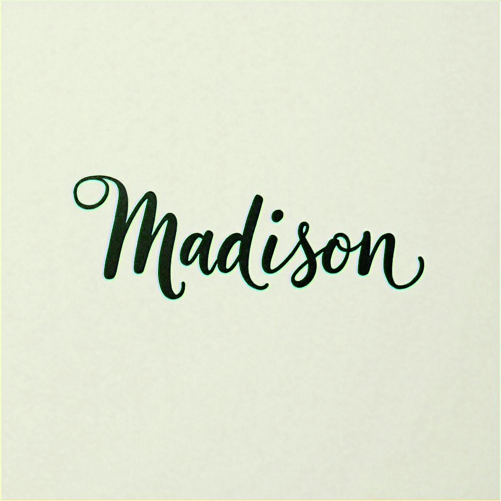 Madisonminimalist text-based tattoo, Monospace font ultra-realistic, perfectly placed, high-quality font design, photo-realistic shading, 8k, high quality, finely detailed typograph - Variation 4