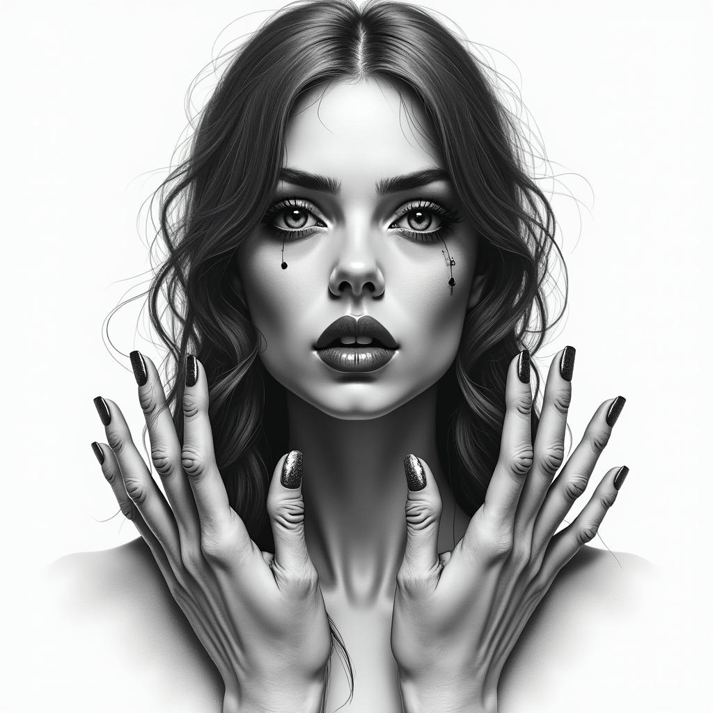 Female witch handsin realism tattoo style, featuring a highly detailed, lifelike, capturing every detail, photorealistic, ultra realistic, intricate shading, smooth and sharp,   - Variation 3