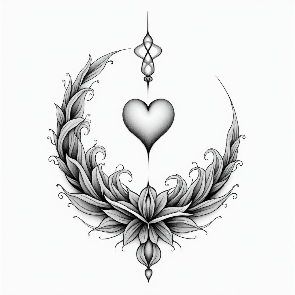 Aston, Gemini, Bournemouthin Modest style tattoo, featuring soft, delicate line work with simple and meaningful symbols, gentle waves, a heart, evoking a sense of serenity and grace, - Variation 4
