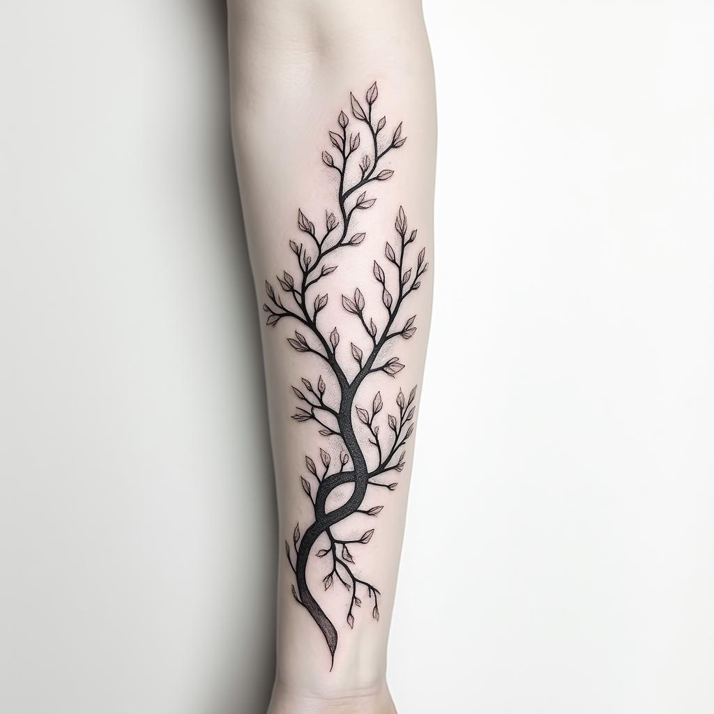 Half sleeve tattoo, vines with smokein minimalist style tattoo, featuring simple shapes and fine lines, with minimal shading and details, tiny triangles, creating a sense of balance and harmony - Variation 4