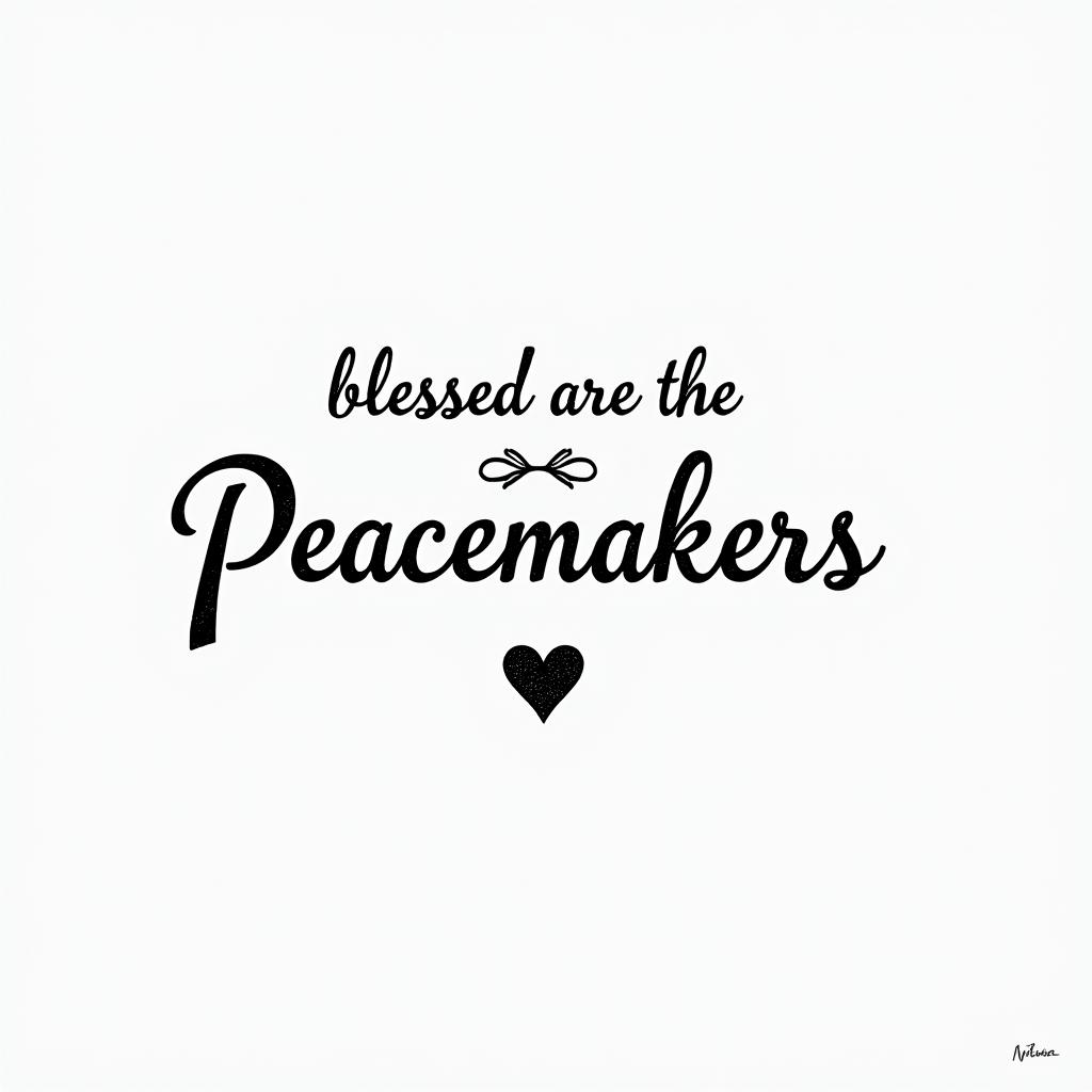 Navy Blessed are the Peacemakersminimalist text-based tattoo, Monospace font ultra-realistic, perfectly placed, high-quality font design, photo-realistic shading, 8k, high quality, finely detailed typograph - Variation 3