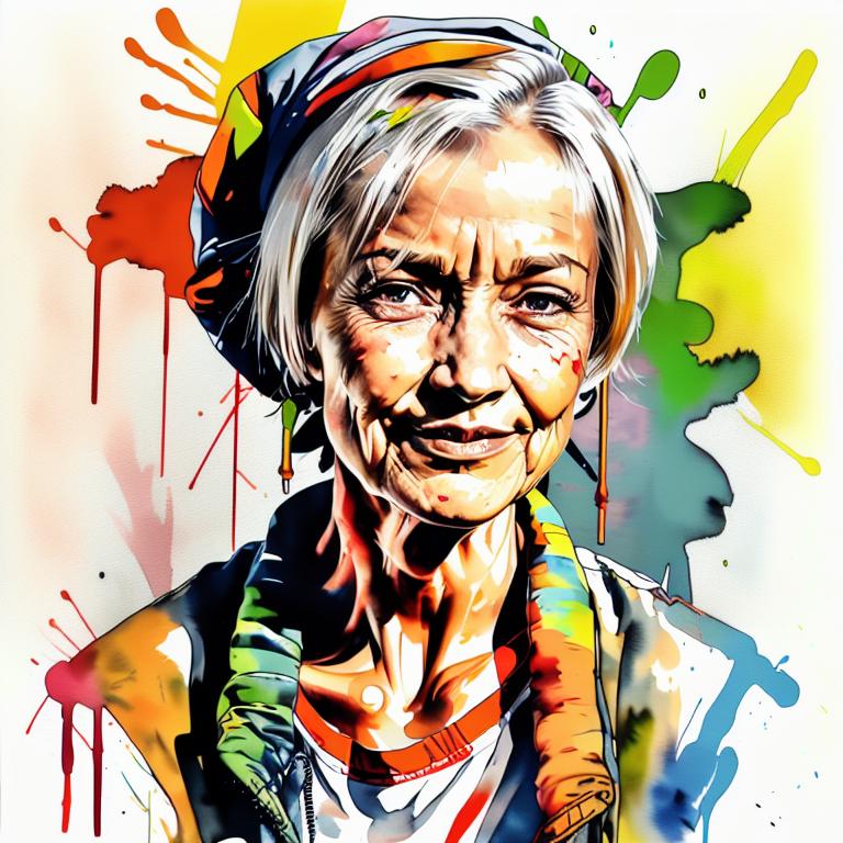  vibrant watercolor portrait with graffiti style face, fully white background, ,face with soft blending of warm and cool tones (orange, yellow, green),using shades of colors, contrast between light and shadow on the face, Bold color splashes and abstract drips in the background for a dynamic, artistic vibe, highly detailed tattoo, fully white background , dskinkpunkundefined - Variation 70