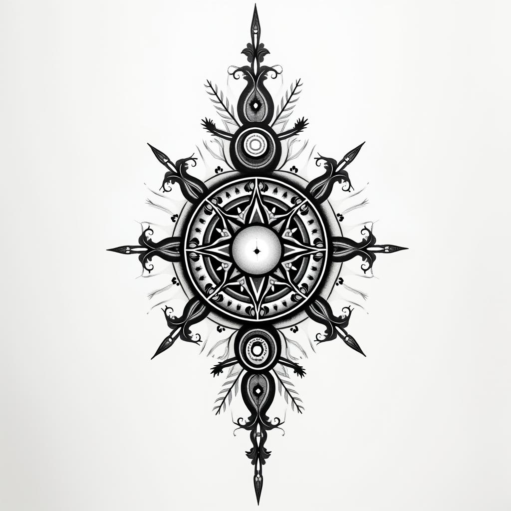 Patricia, Aires, Aprilin spiritual symbols tattoo style, featuring an intricate design incorporating elements, Hamsa hand, third eye, minimalist composition