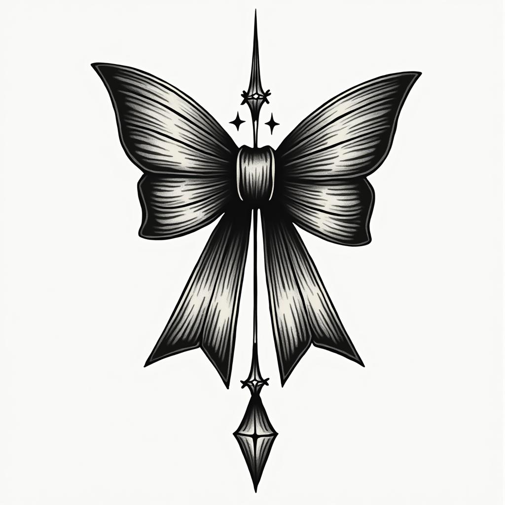 bow tiehigly detailed tattoo - Variation 16