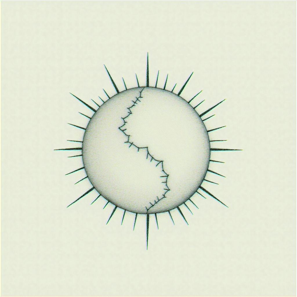 Sun and moonin minimalist style tattoo, featuring simple shapes and fine lines, with minimal shading and details, tiny triangles, creating a sense of balance and harmony - Variation 8