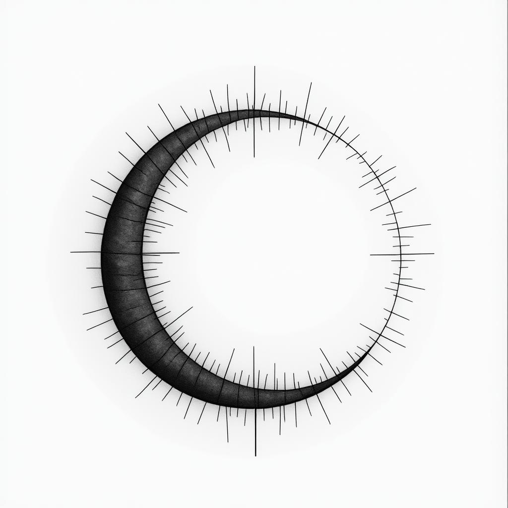 Sun and moonin minimalist style tattoo, featuring simple shapes and fine lines, with minimal shading and details, tiny triangles, creating a sense of balance and harmony - Variation 5