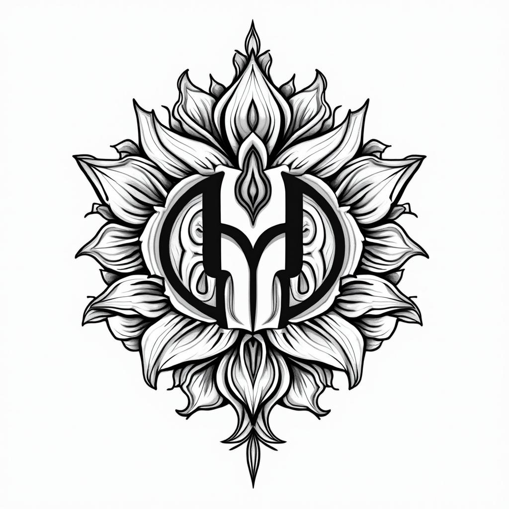 Letters a, e, c, v, h in a mandala.in bohemian style tattoo, 8k - Variation 5