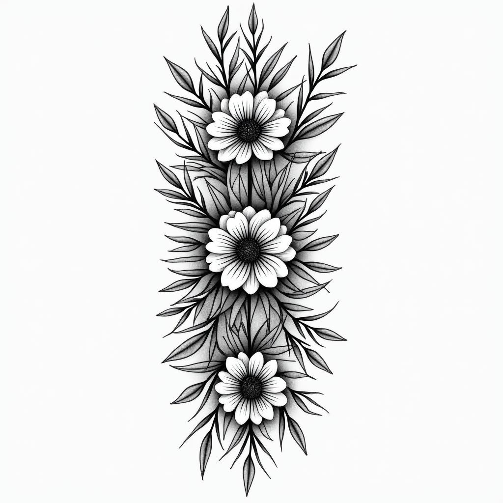 flower wristin ornamental tattoo style, featuring intricate symmetrical patterns and floral designs, showcasing highly detailed line work and geometric shapes, creating a sense of elegance and balance - Variation 4