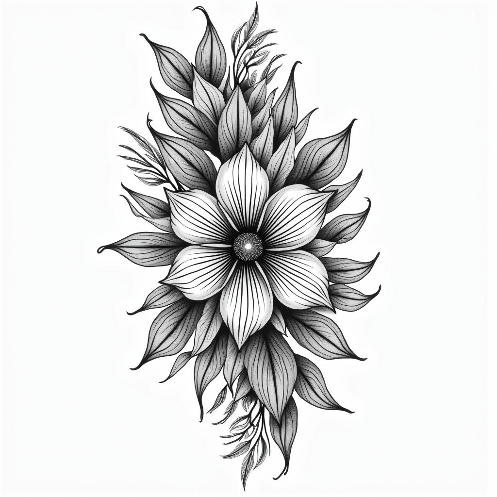 flower wristin ornamental tattoo style, featuring intricate symmetrical patterns and floral designs, showcasing highly detailed line work and geometric shapes, creating a sense of elegance and balance - Variation 2