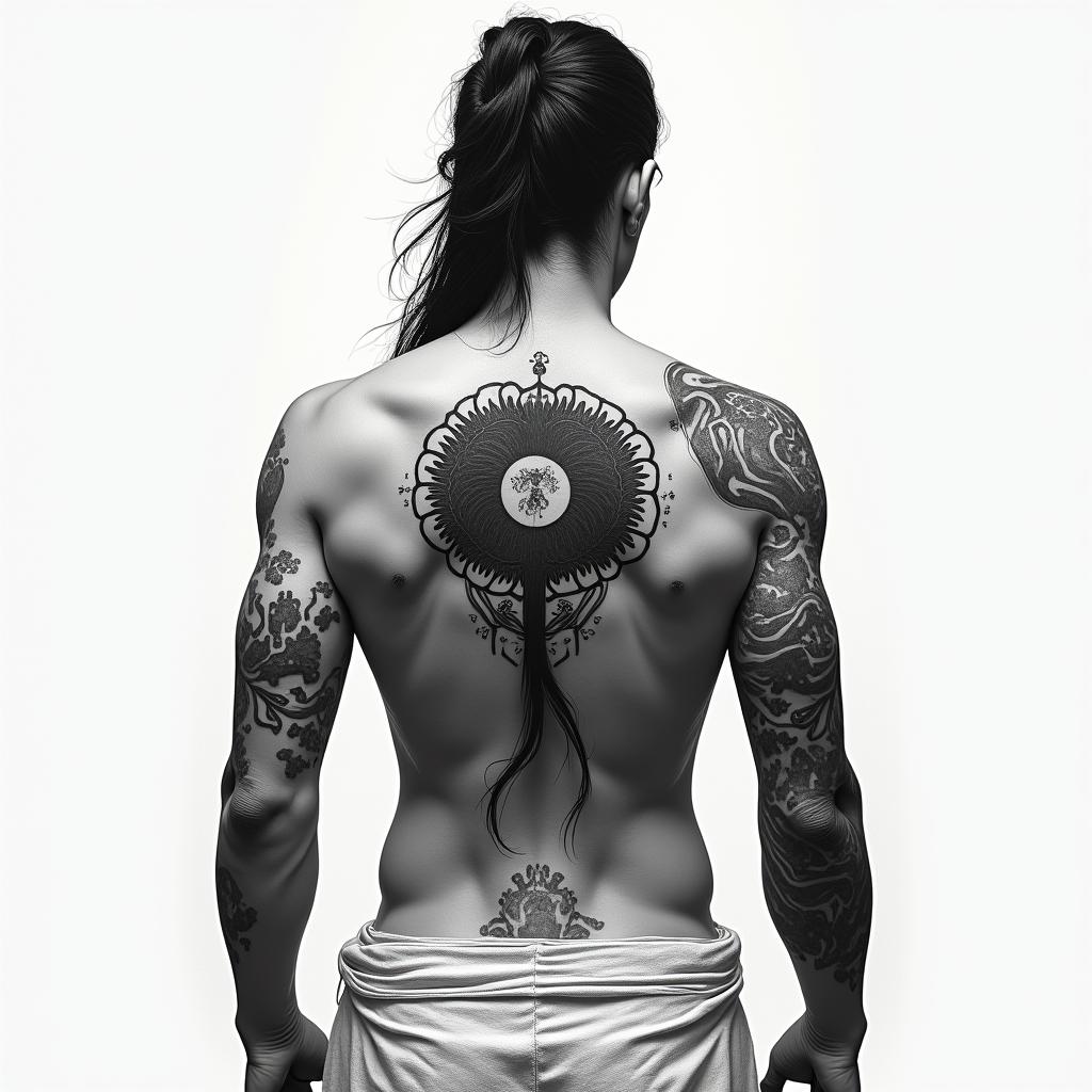 Orochimaru's curse mark on the backhigly detailed tattoo - Variation 2