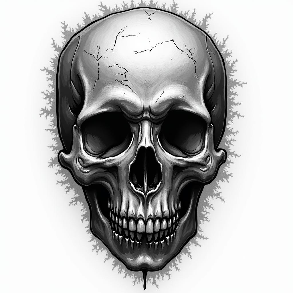 Manuel, Capricorn, Nuevo León in horror tattoo style, showcasing haunting and unsettling, dark and gritty textures with skulls, eerie faces, jgged designs, bold and intense shading - Variation 3