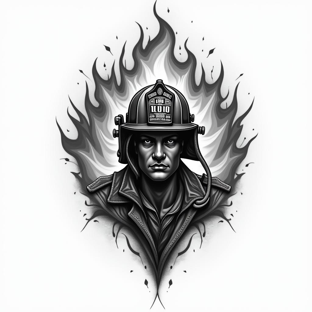 Design me a firefighting logohigly detailed tattoo