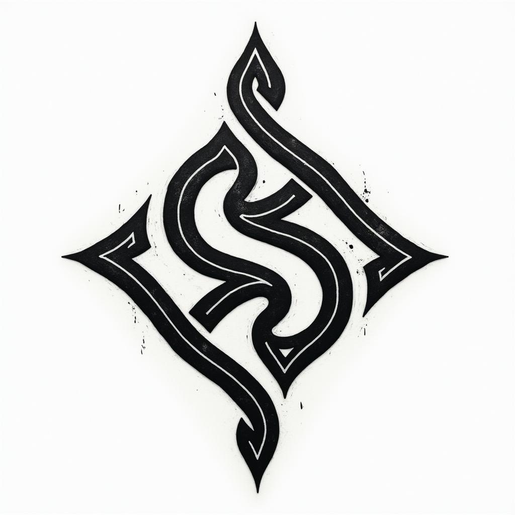 Breakin tribal tattoo style, featuring bold and black geometric shapes, curved lines, intertwine and flow seamlessly, creating a powerful and symbolic design, polynesian and maori styles - Variation 4