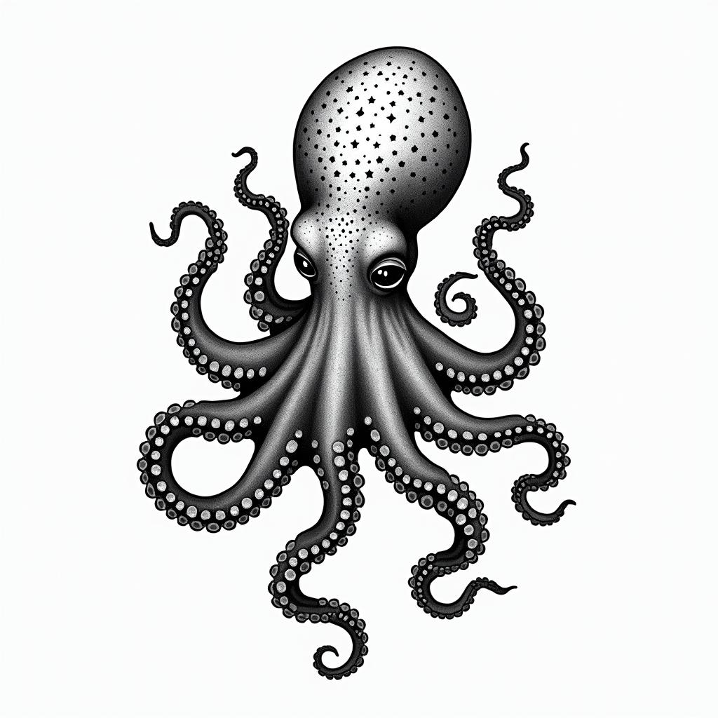 Feminine octopusin new school tattoo, pop culture, modern, detailed tattoo, illustrative - Variation 4