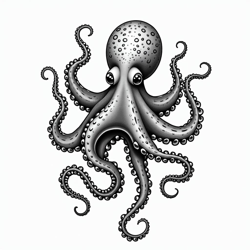 Feminine octopusin new school tattoo, pop culture, modern, detailed tattoo, illustrative - Variation 2