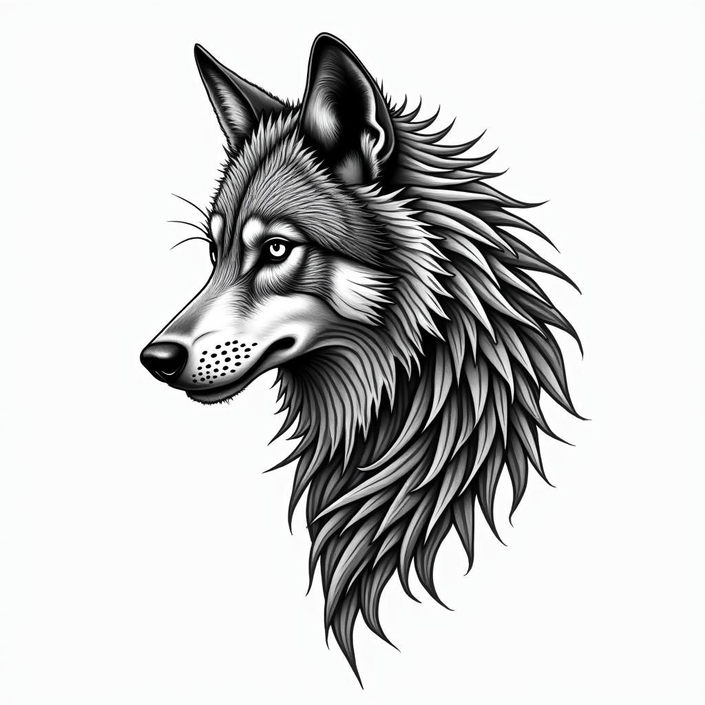 A Scottish tribal style tattoo featuring a dire wolf symbolizing solitude and strength, reflecting the essence of a loner who is not afraid to conquer life alone. The wolf should be intricately enhanced with Scottish tribal patterns from the Stuart kingdom dynasty (1603 to 1714). The phrase "If you fuck around, you won't around" should be artistically integrated into the design, emphasizing resilience and determination.higly detailed tattoo - Variation 3