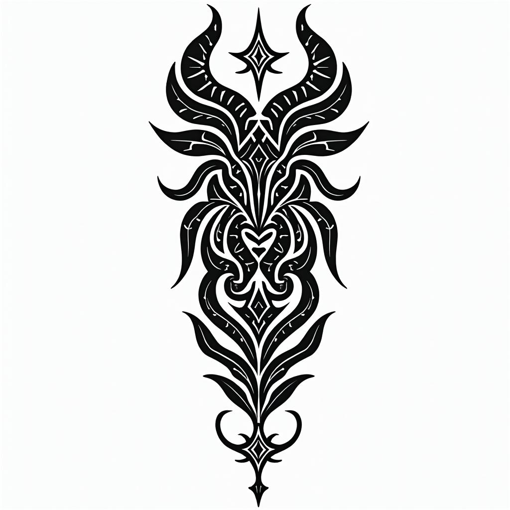 Veronica, Taurus, Manilain tribal tattoo style, featuring bold and black geometric shapes, curved lines, intertwine and flow seamlessly, creating a powerful and symbolic design, polynesian and maori styles - Variation 2
