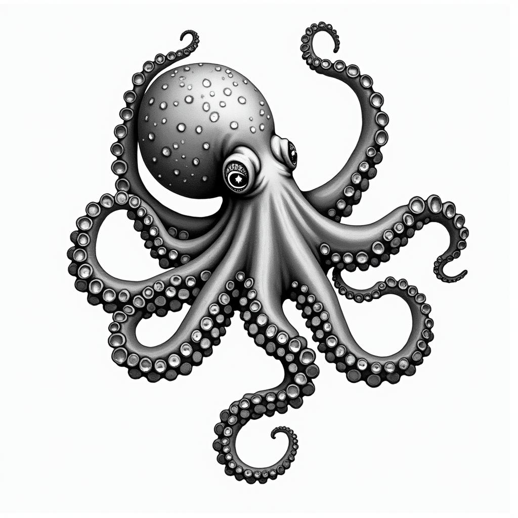 Feminine octopusin bohemian style tattoo, 8k - Variation 1