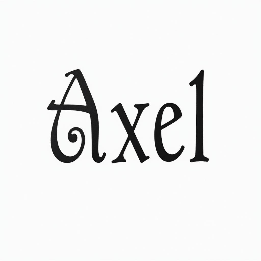 Axel 20052019minimalist text-based tattoo, Monospace font ultra-realistic, perfectly placed, high-quality font design, photo-realistic shading, 8k, high quality, finely detailed typograph - Variation 2