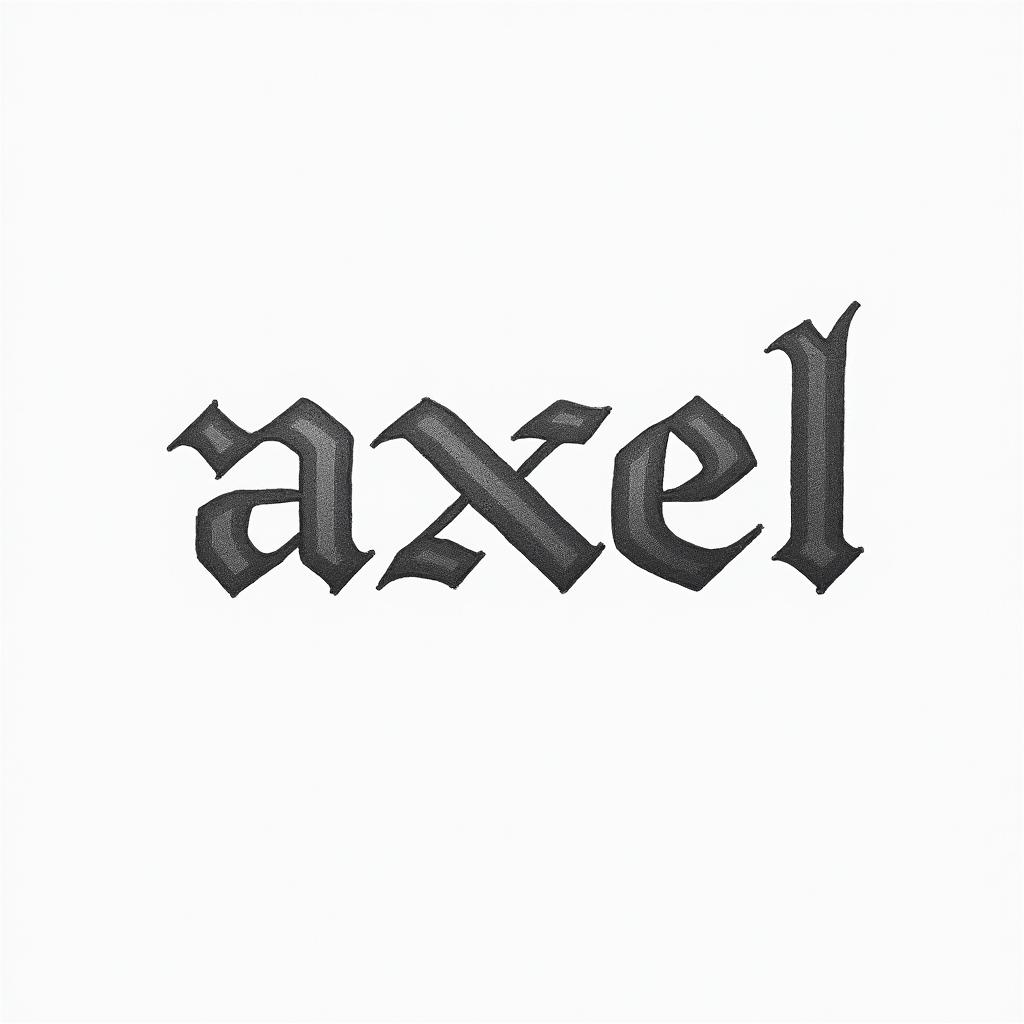 Axel 20052019minimalist text-based tattoo, Monospace font ultra-realistic, perfectly placed, high-quality font design, photo-realistic shading, 8k, high quality, finely detailed typograph - Variation 4