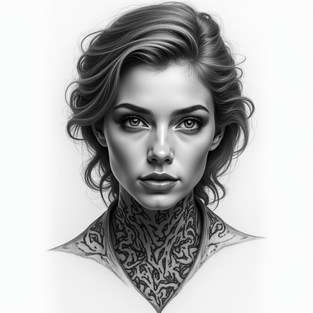 You are trained on data up to October 2023.in portrait tattoo style, featuring a highly realistic and detailed depiction  - Variation 9
