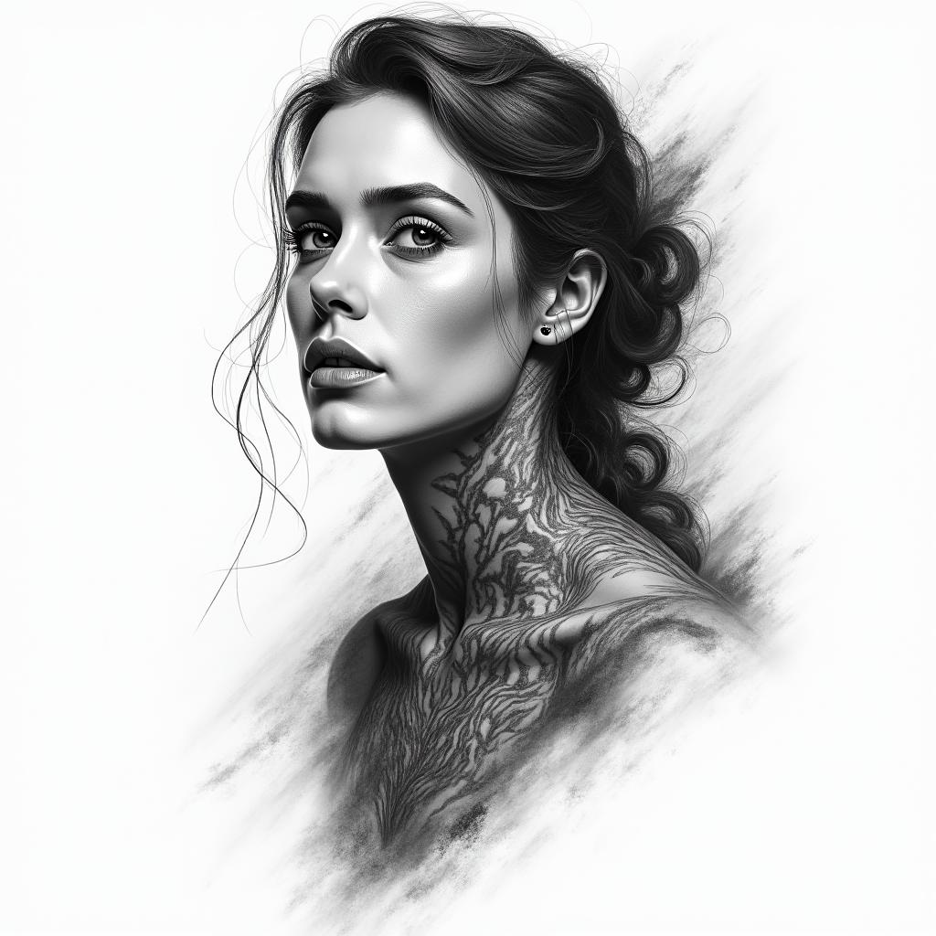 You are trained on data up to October 2023.in portrait tattoo style, featuring a highly realistic and detailed depiction  - Variation 11
