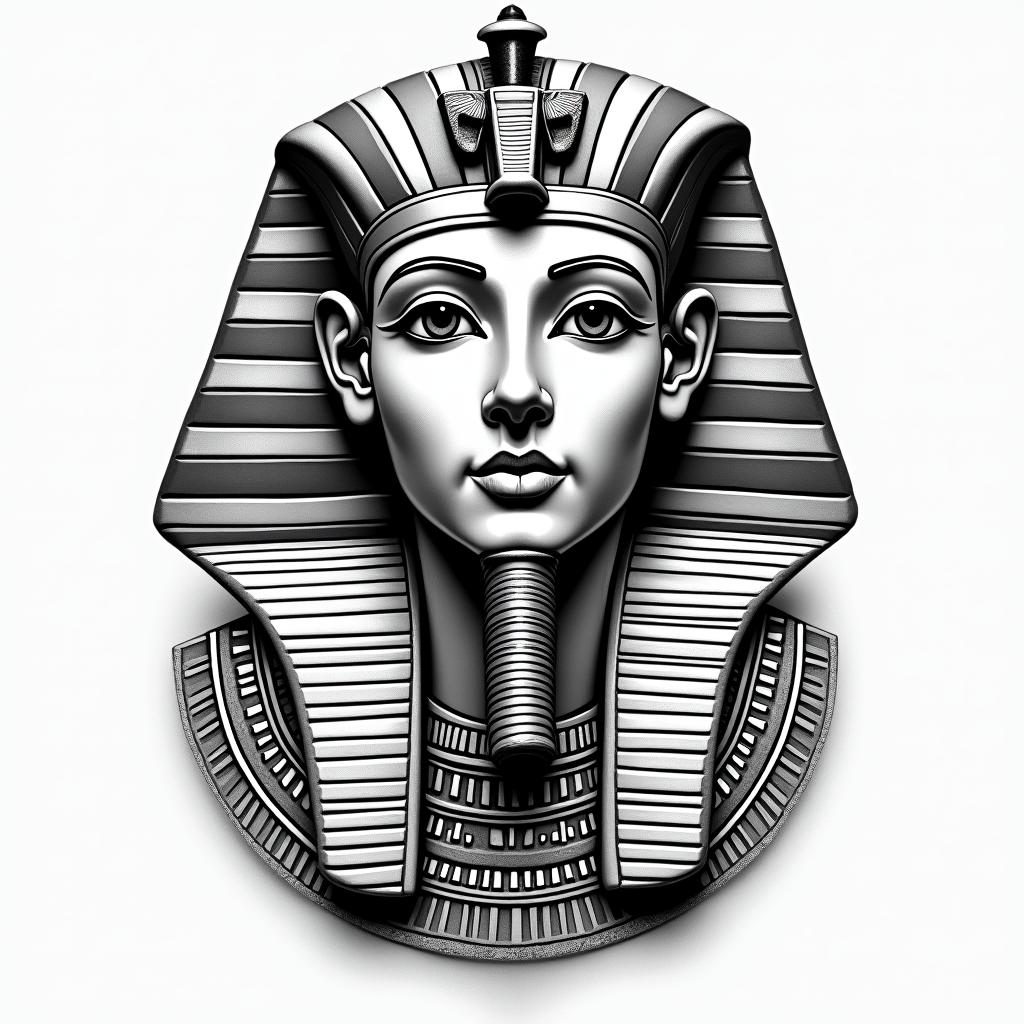 I am a bowling professional, I love Elvis Presley and the Beatles, I am a Gemini, my initial is E, I have three children, I still miss my golden retriever dog, I was born in 1977.in egyptian style tattoo, bold elements of ancient egyptian culture including a portrait of an Egyptian pharaoh with detailed facial features, in hieroglyphs and symbolic imagery, eye of horus, ankh symbol, scarab beetle - Variation 2