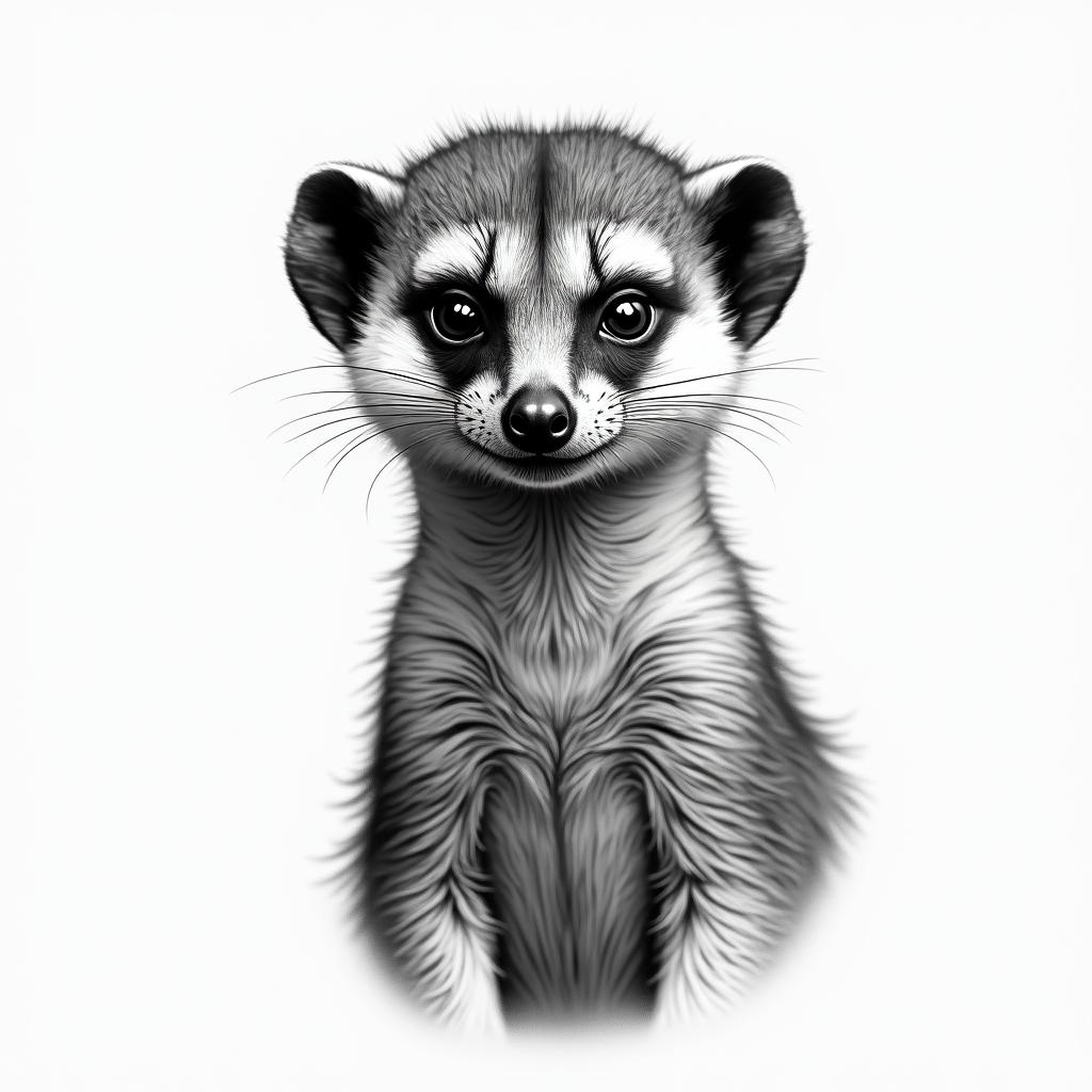 Meerkatin portrait tattoo style, featuring a highly realistic and detailed depiction - Variation 3