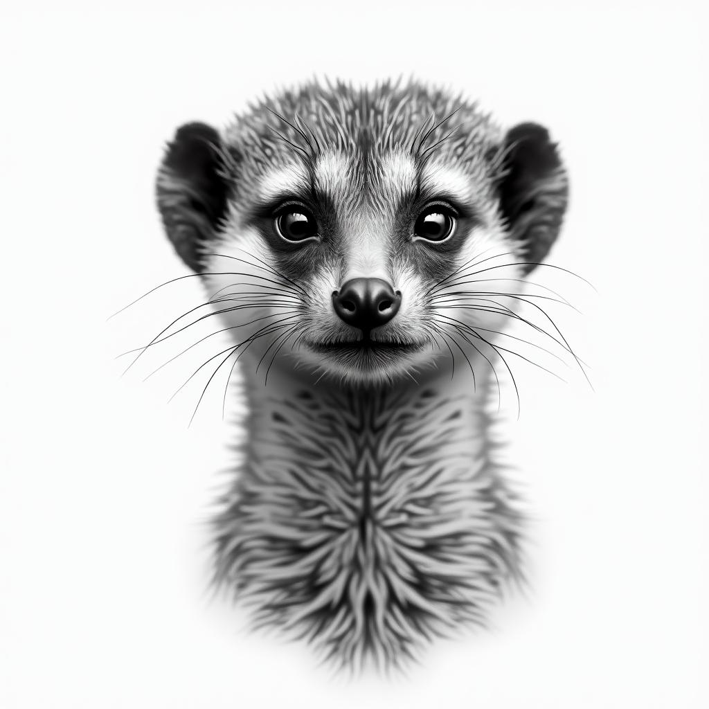 Meerkatin portrait tattoo style, featuring a highly realistic and detailed depiction - Variation 4