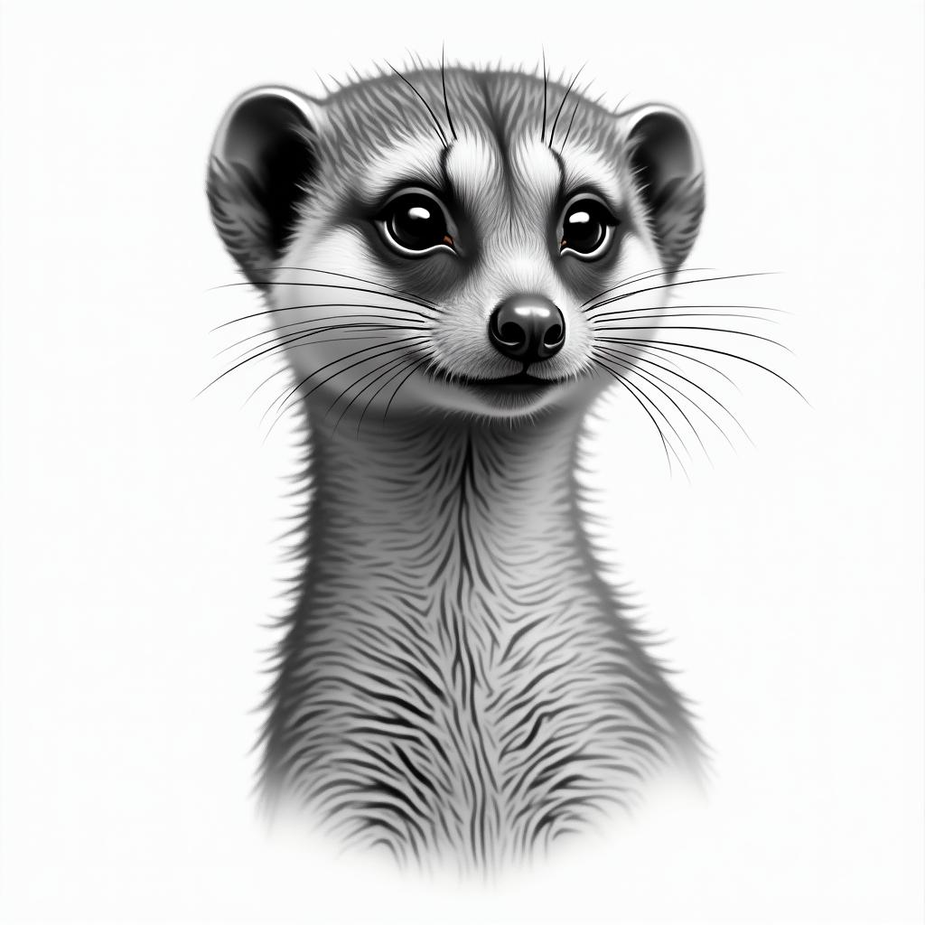 Meerkatin portrait tattoo style, featuring a highly realistic and detailed depiction - Variation 2