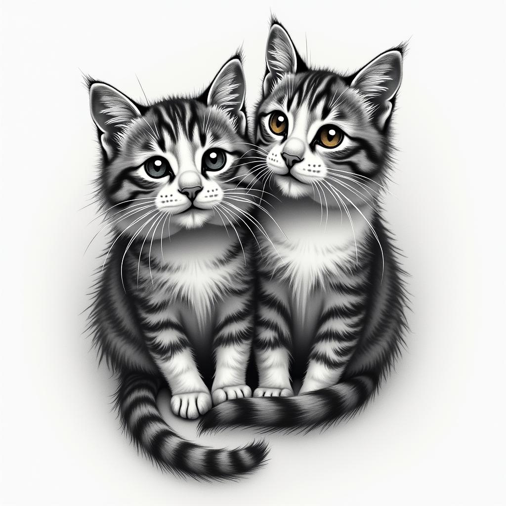 Tattoo in common with my daughter, we love cats. We have been through difficult things together: a death, a violent separation, harassment, and illness.higly detailed tattoo - Variation 2