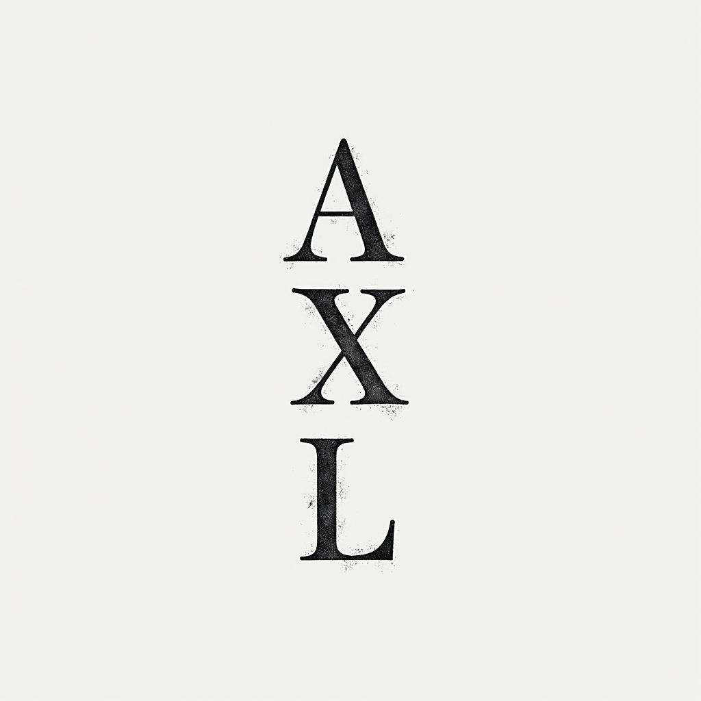Axel 20.05.19minimalist text-based tattoo, Monospace font ultra-realistic, perfectly placed, high-quality font design, photo-realistic shading, 8k, high quality, finely detailed typograph - Variation 3